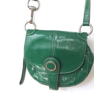 Super-pocketed faux leather green crossbody bag!